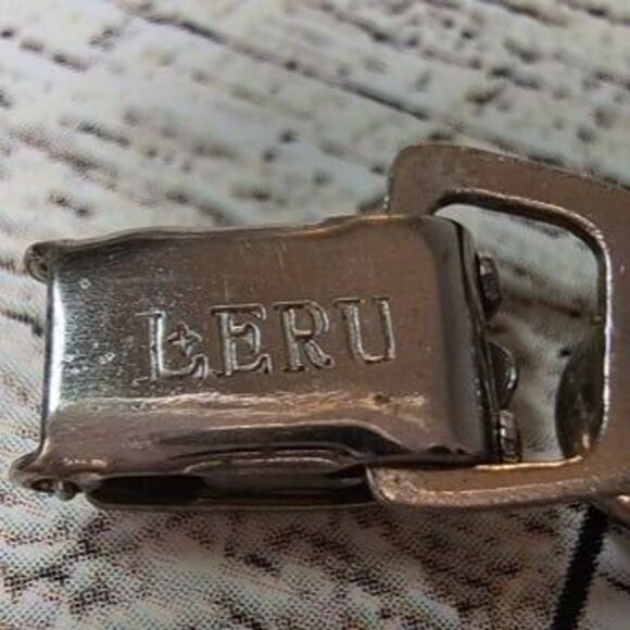 Vintage LERU Silver Tone Smooth & Textured Link on Chain Bracelet 7"L - Picture 3 of 6